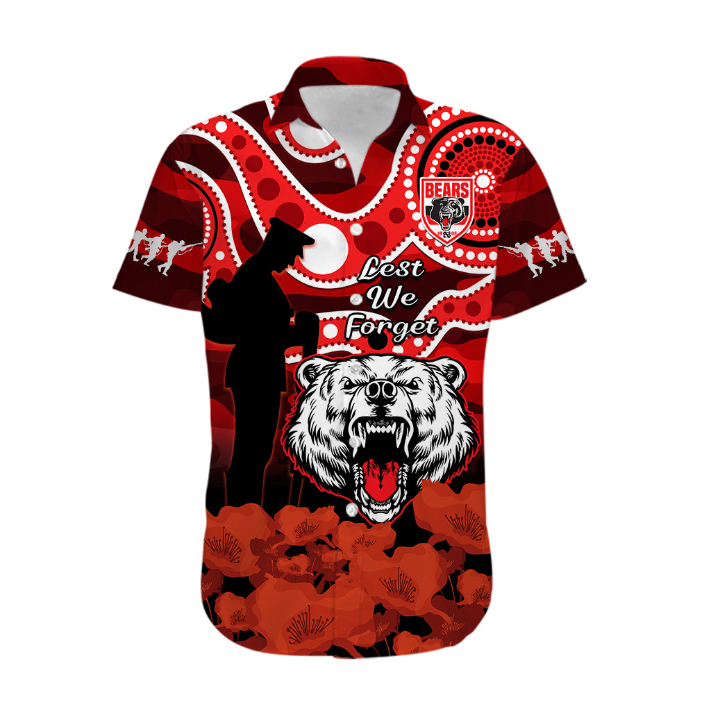 North Sydney Rugby ANZAC Hawaiian Shirt Bears Indigenous Mix Camouflage Poppy - Vibe Hoodie Shop