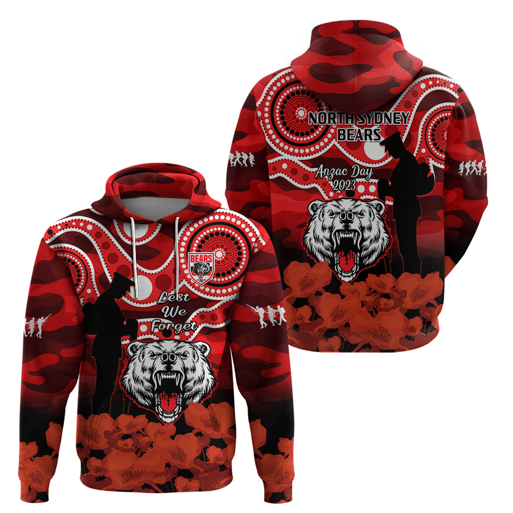 North Sydney Rugby ANZAC Hoodie Bears Indigenous Mix Camouflage Poppy - Vibe Hoodie Shop