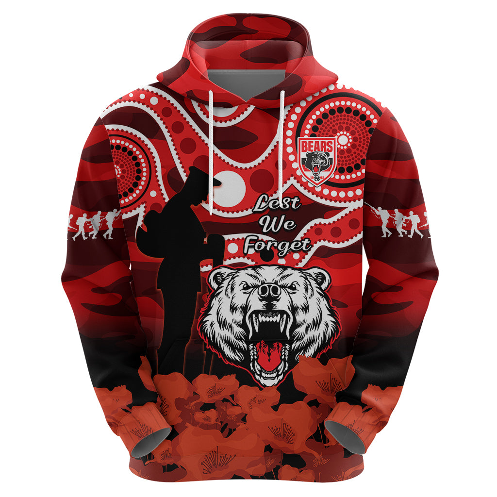 North Sydney Rugby ANZAC Hoodie Bears Indigenous Mix Camouflage Poppy - Vibe Hoodie Shop