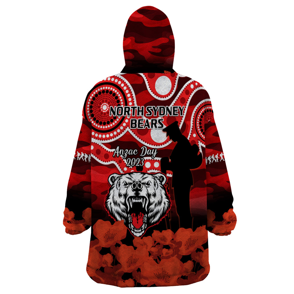 North Sydney Rugby ANZAC Wearable Blanket Hoodie Bears Indigenous Mix Camouflage Poppy - Vibe Hoodie Shop