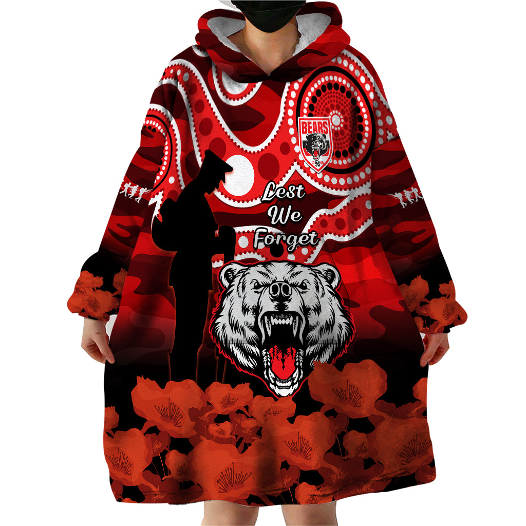 North Sydney Rugby ANZAC Wearable Blanket Hoodie Bears Indigenous Mix Camouflage Poppy - Vibe Hoodie Shop