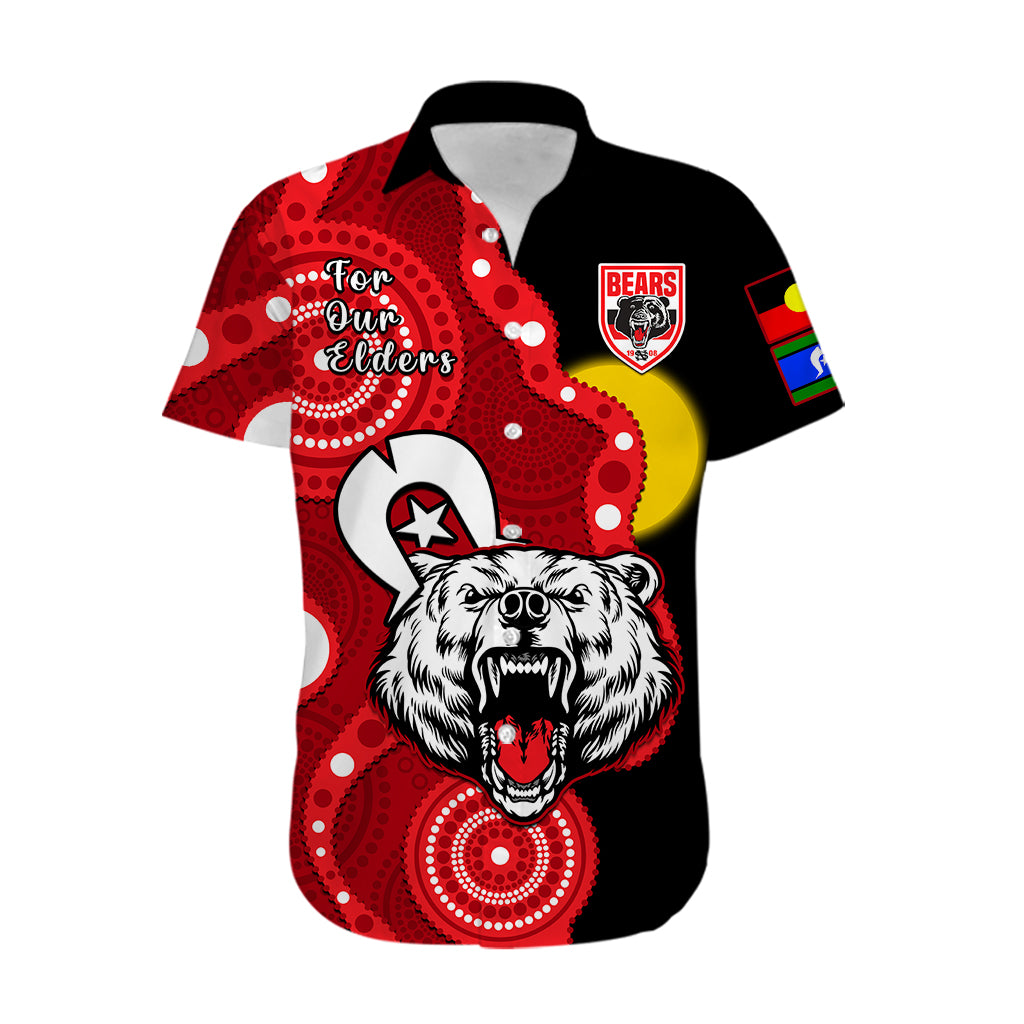 (Custom Text And Number) North Sydney Rugby NAIDOC Hawaiian Shirt Bears Indigenous For Our Elders - Vibe Hoodie Shop