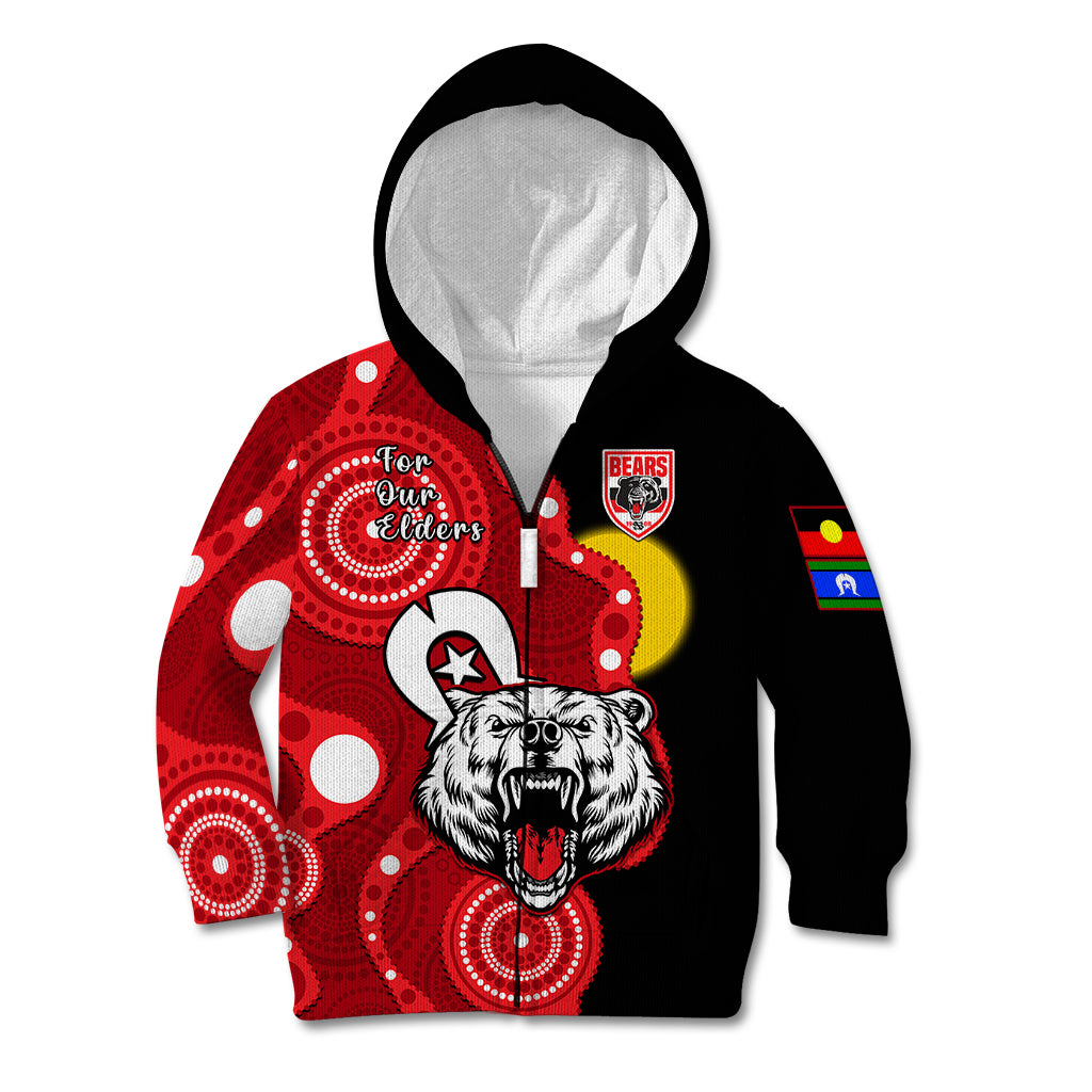 (Custom Text And Number) North Sydney Rugby NAIDOC Kid Hoodie Bears Indigenous For Our Elders - Vibe Hoodie Shop