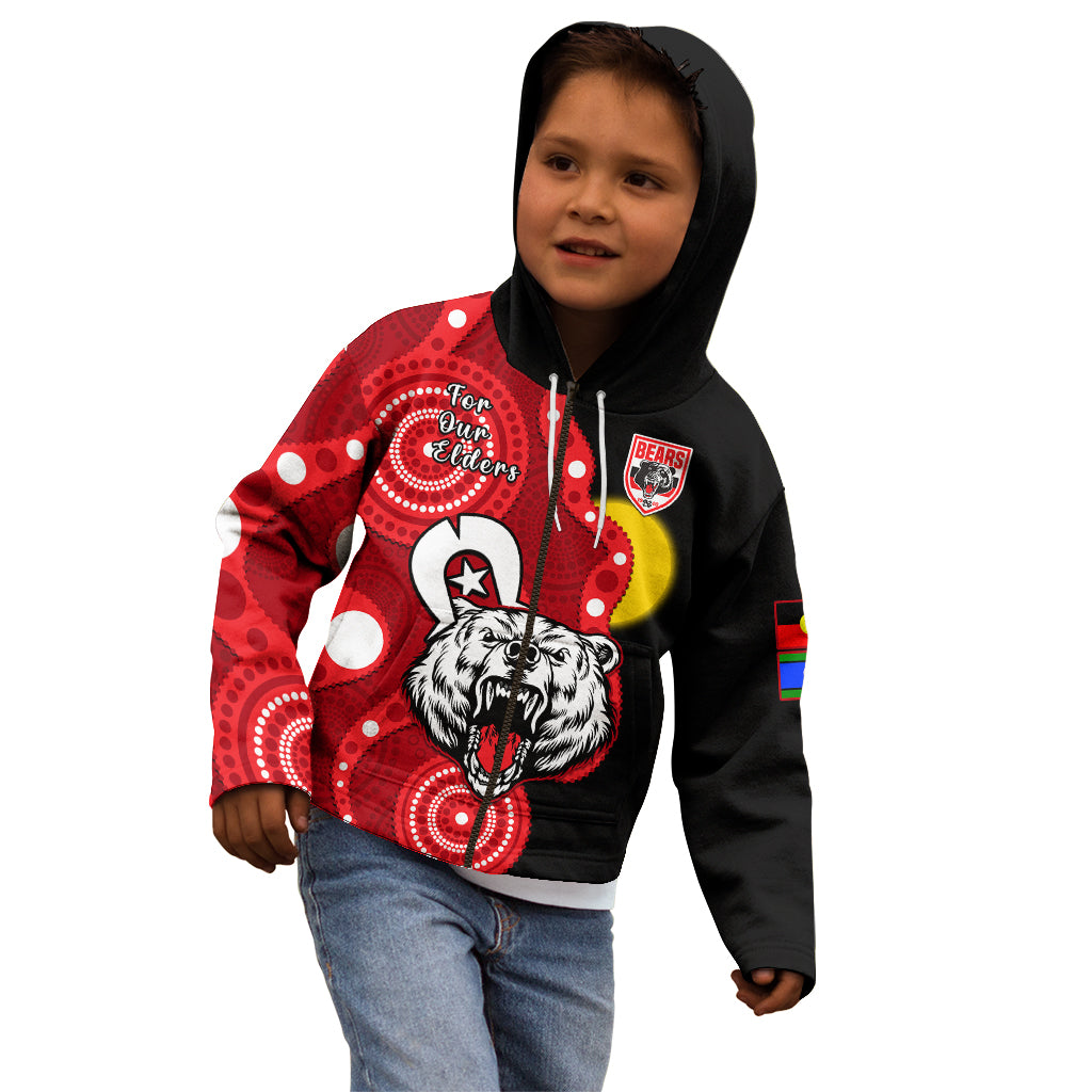 (Custom Text And Number) North Sydney Rugby NAIDOC Kid Hoodie Bears Indigenous For Our Elders - Vibe Hoodie Shop