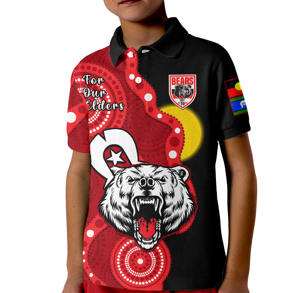 (Custom Text And Number) North Sydney Rugby NAIDOC Kid Polo Shirt Bears Indigenous For Our Elders - Vibe Hoodie Shop