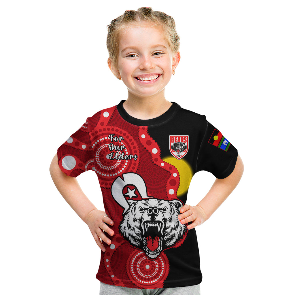 (Custom Text And Number) North Sydney Rugby NAIDOC Kid T Shirt Bears Indigenous For Our Elders - Vibe Hoodie Shop