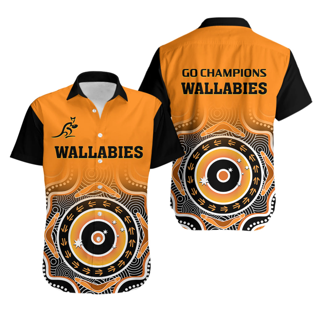 Wallabies Rugby Hawaiian Shirt Aussie Go Champions Indigenous Orange - Vibe Hoodie Shop