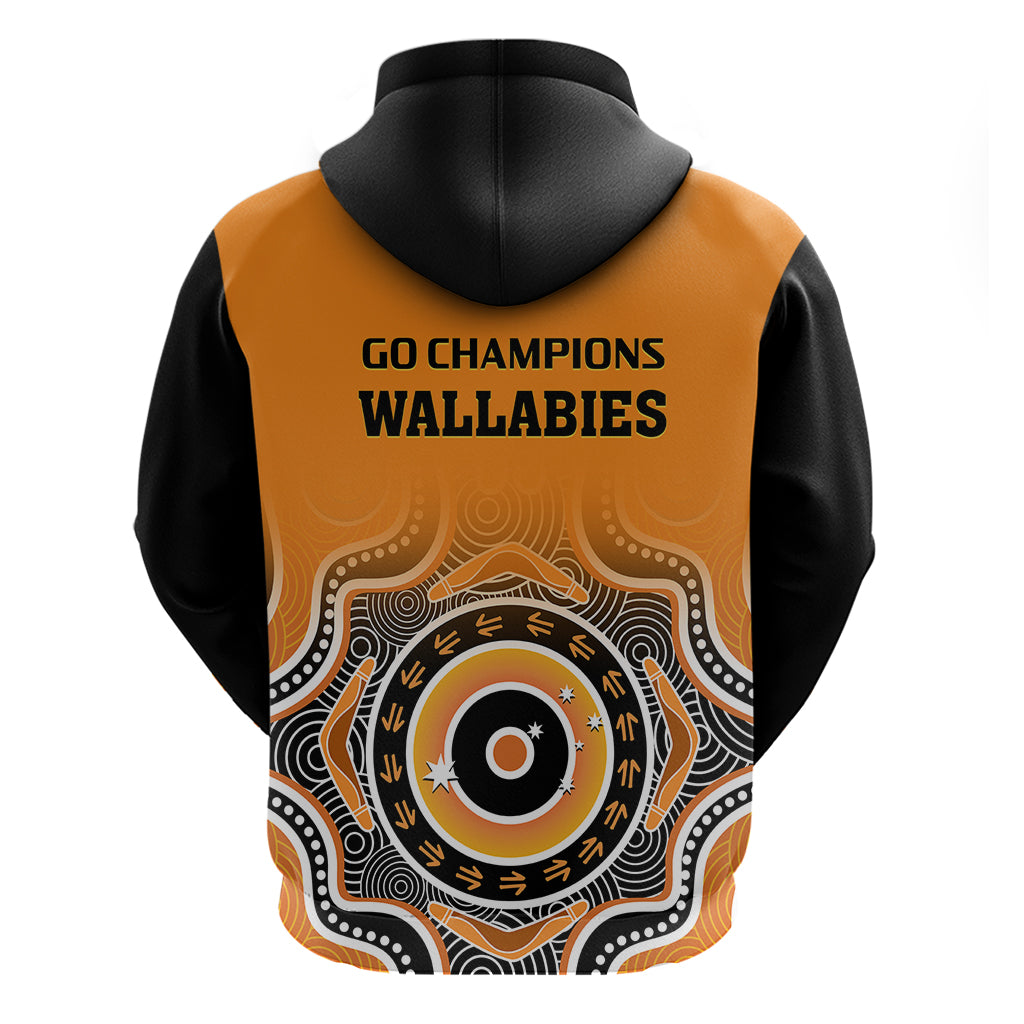 Wallabies Rugby Hoodie Aussie Go Champions Indigenous Orange - Vibe Hoodie Shop