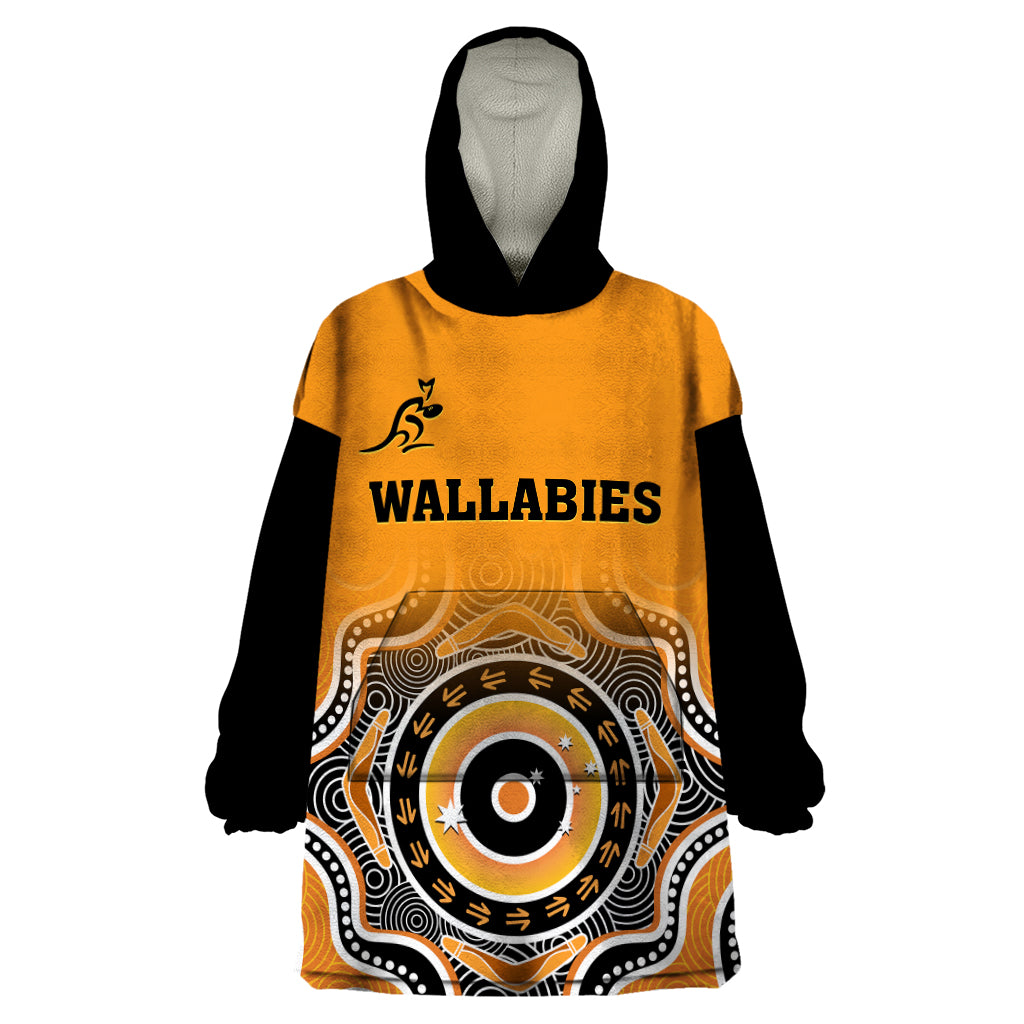 Wallabies Rugby Wearable Blanket Hoodie Aussie Go Champions Indigenous Orange - Vibe Hoodie Shop