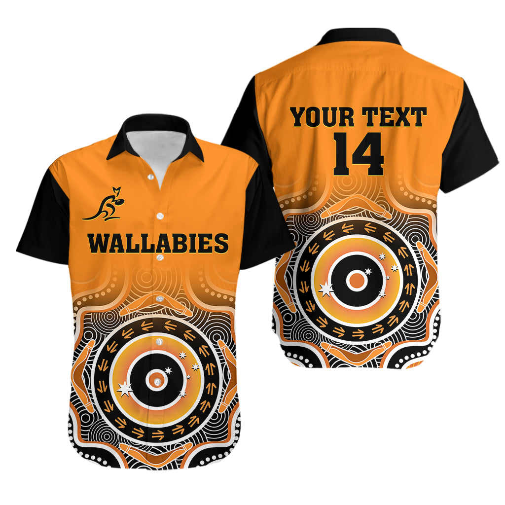 (Custom Text And Number) Wallabies Rugby Hawaiian Shirt Aussie Go Champions Indigenous Orange - Vibe Hoodie Shop