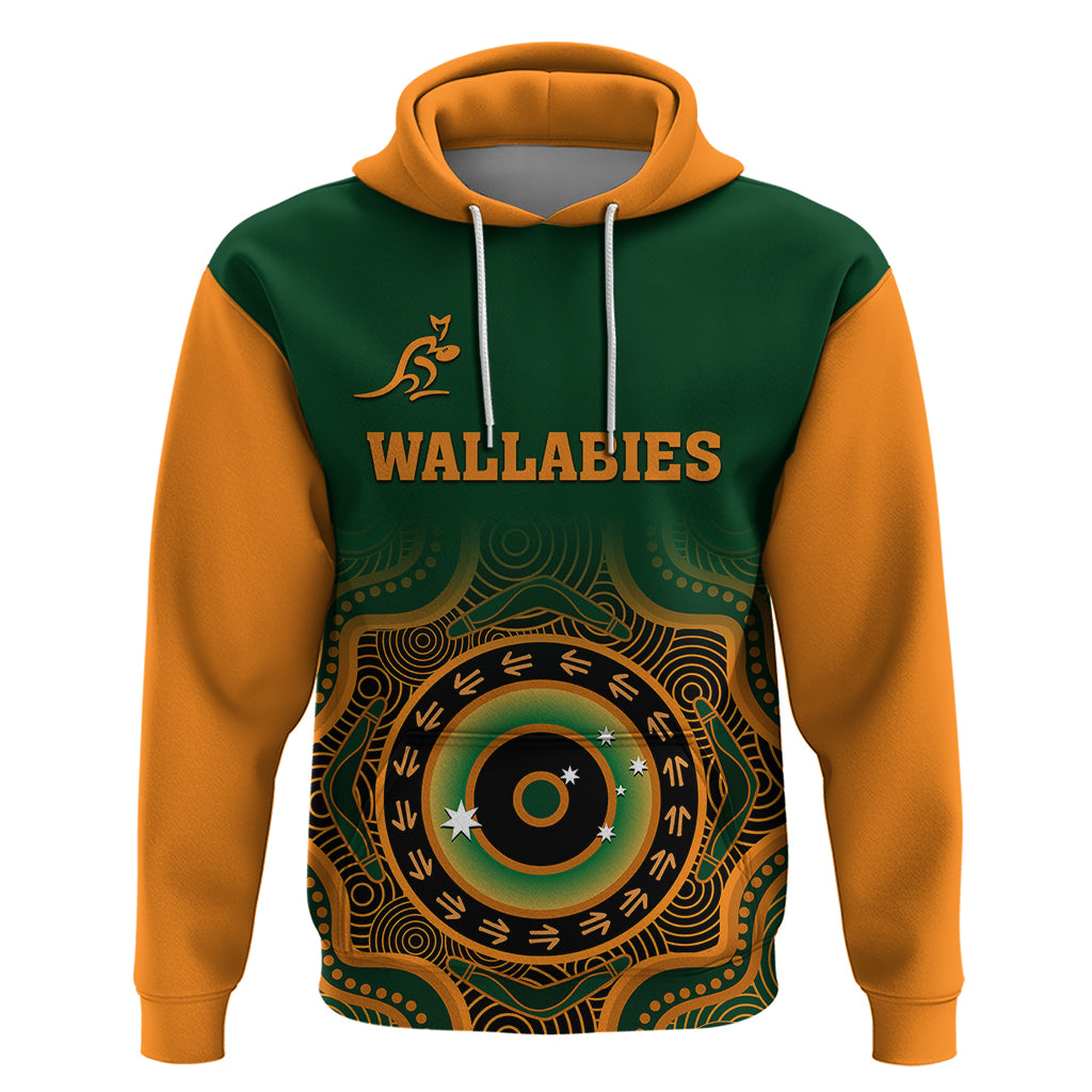 Wallabies Rugby Hoodie Aussie Go Champions Indigenous Green - Vibe Hoodie Shop