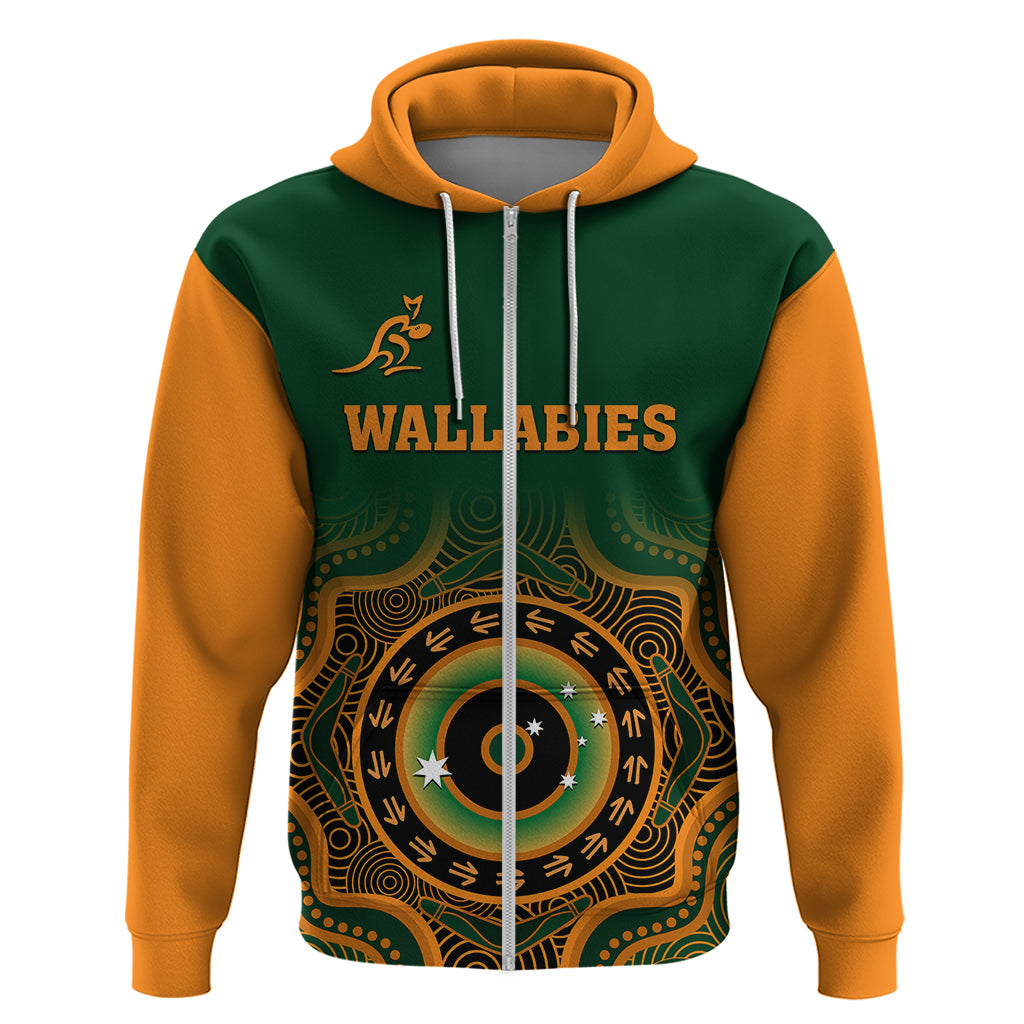 Wallabies Rugby Hoodie Aussie Go Champions Indigenous Green - Vibe Hoodie Shop