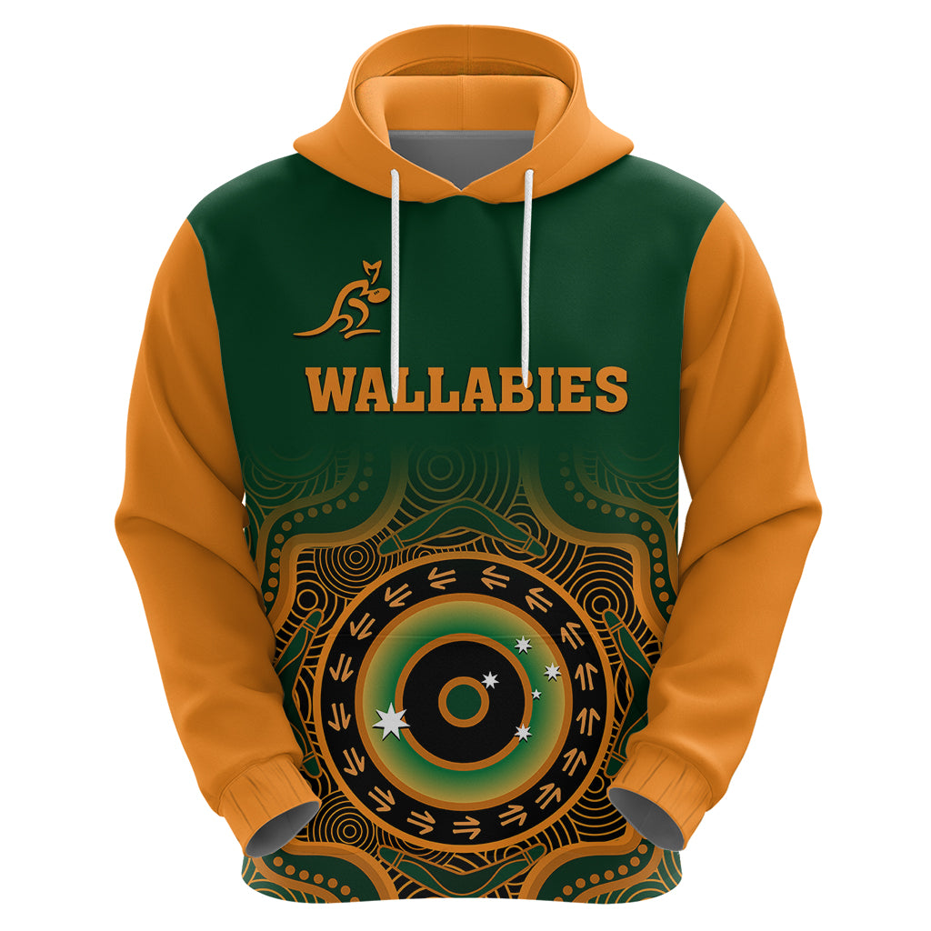 Wallabies Rugby Hoodie Aussie Go Champions Indigenous Green - Vibe Hoodie Shop