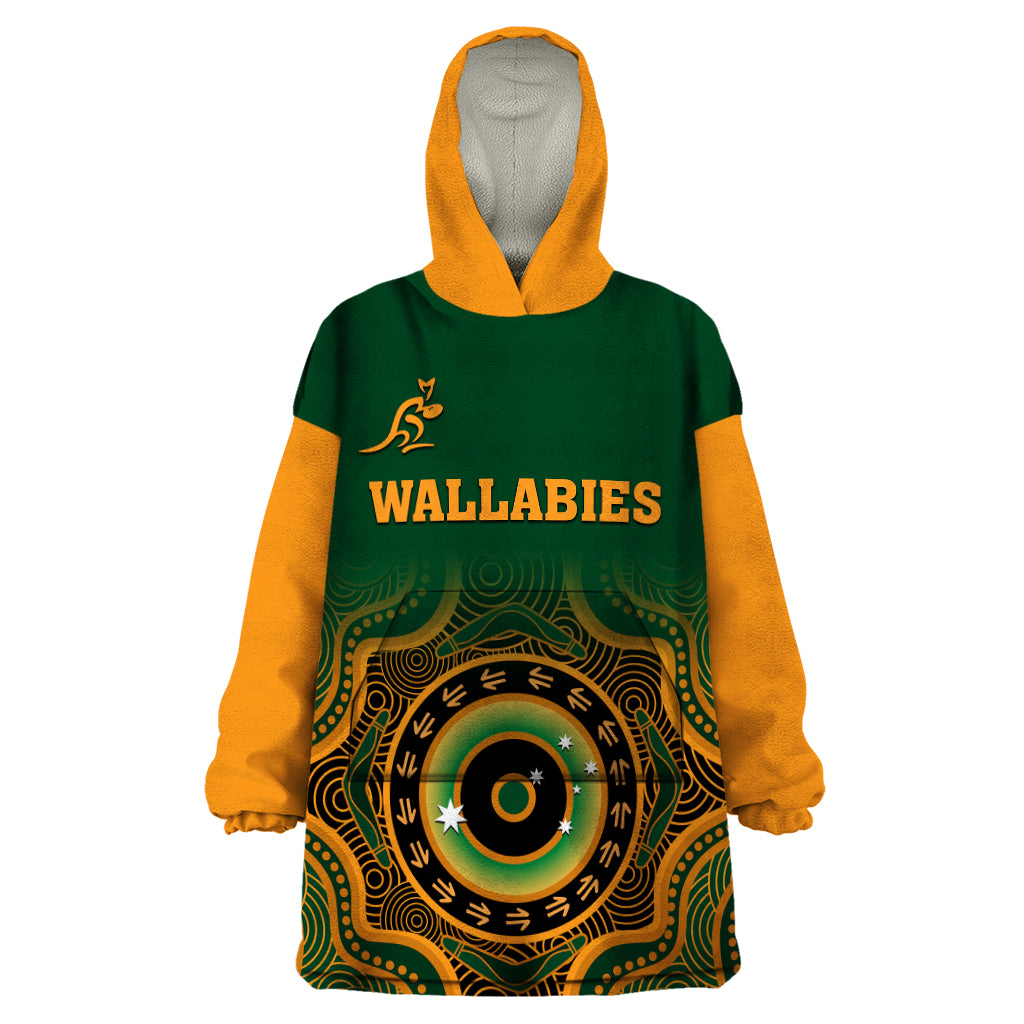 Wallabies Rugby Wearable Blanket Hoodie Aussie Go Champions Indigenous Green - Vibe Hoodie Shop