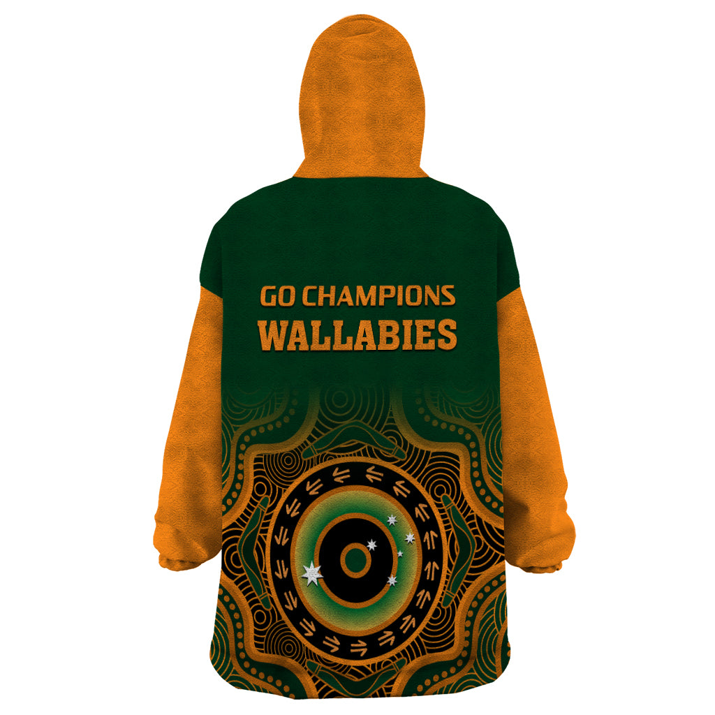 Wallabies Rugby Wearable Blanket Hoodie Aussie Go Champions Indigenous Green - Vibe Hoodie Shop