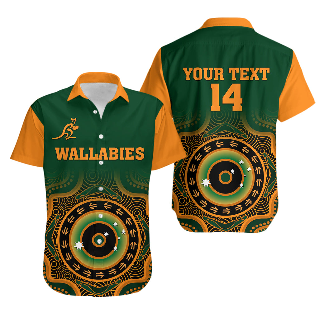 (Custom Text And Number) Wallabies Rugby Hawaiian Shirt Aussie Go Champions Indigenous Green - Vibe Hoodie Shop