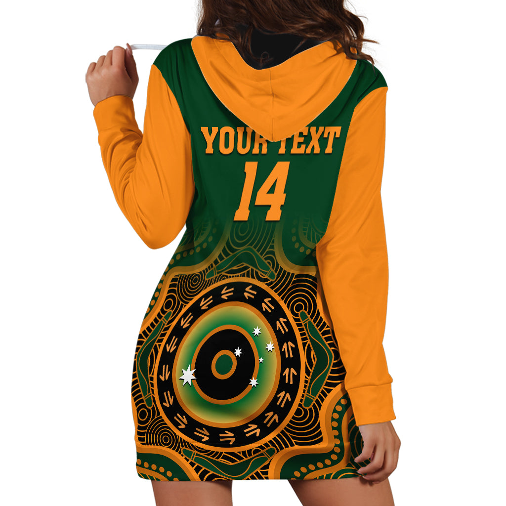 (Custom Text And Number) Wallabies Rugby Hoodie Dress Aussie Go Champions Indigenous Green - Vibe Hoodie Shop