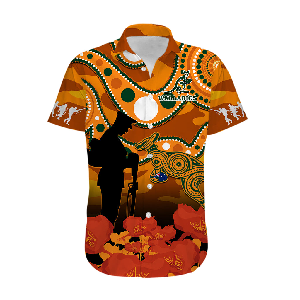Wallabies Rugby ANZAC Hawaiian Shirt Aboriginal Camouflage Lest We Forget - Vibe Hoodie Shop