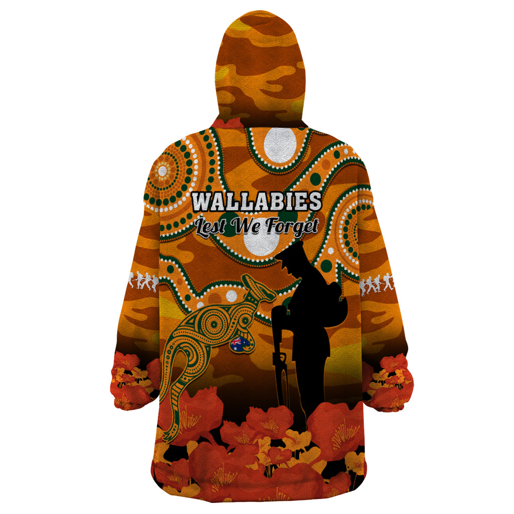 Wallabies Rugby ANZAC Wearable Blanket Hoodie Aboriginal Camouflage Lest We Forget - Vibe Hoodie Shop