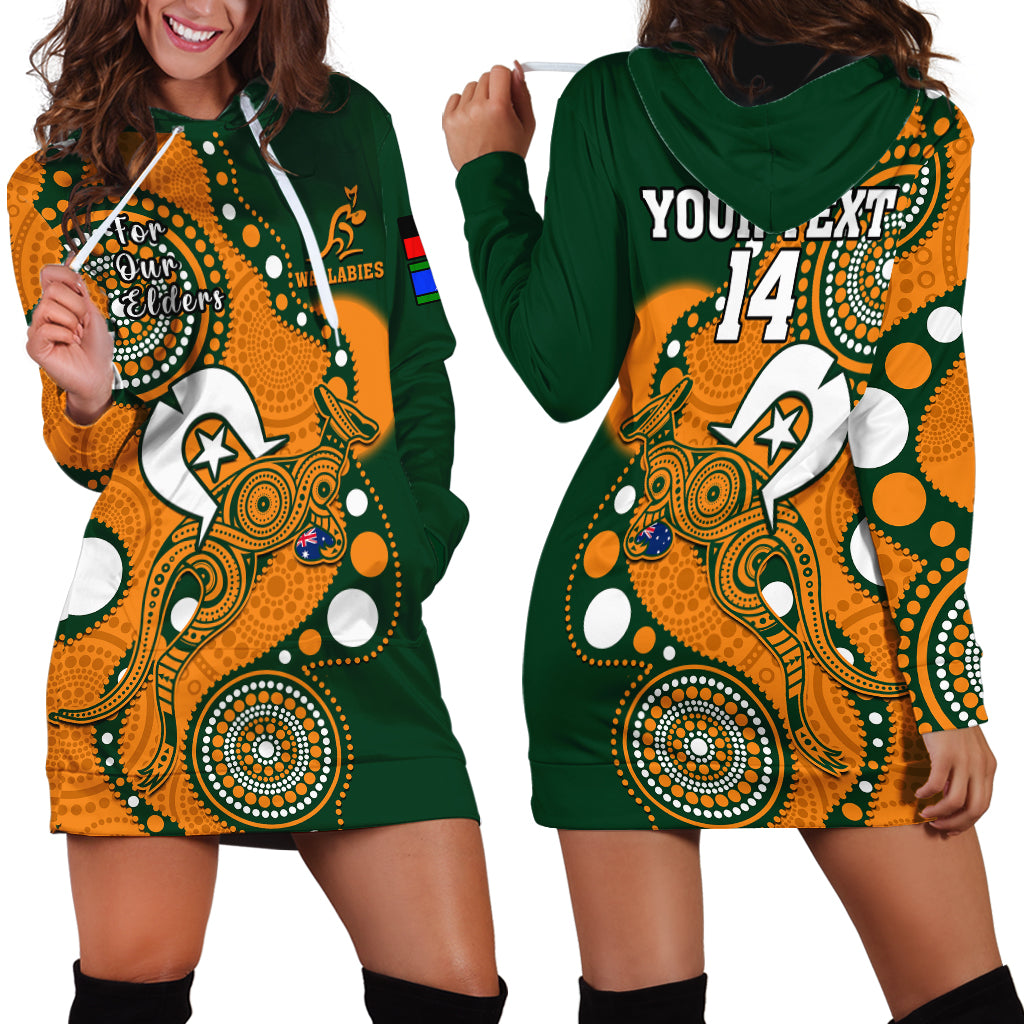 (Custom Text And Number) Wallabies Rugby NAIDOC Hoodie Dress Aboriginal Camouflage Lest We Forget - Vibe Hoodie Shop