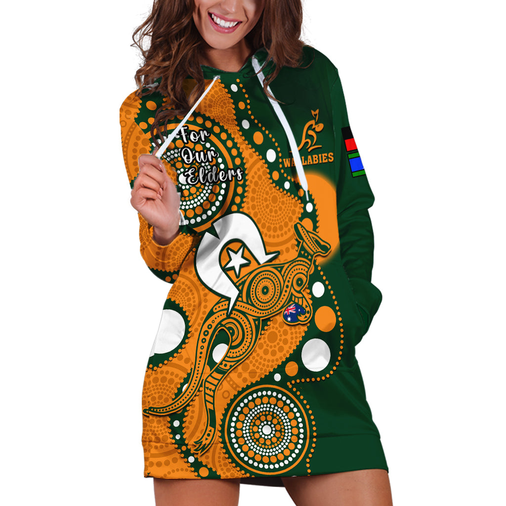 (Custom Text And Number) Wallabies Rugby NAIDOC Hoodie Dress Aboriginal Camouflage Lest We Forget - Vibe Hoodie Shop