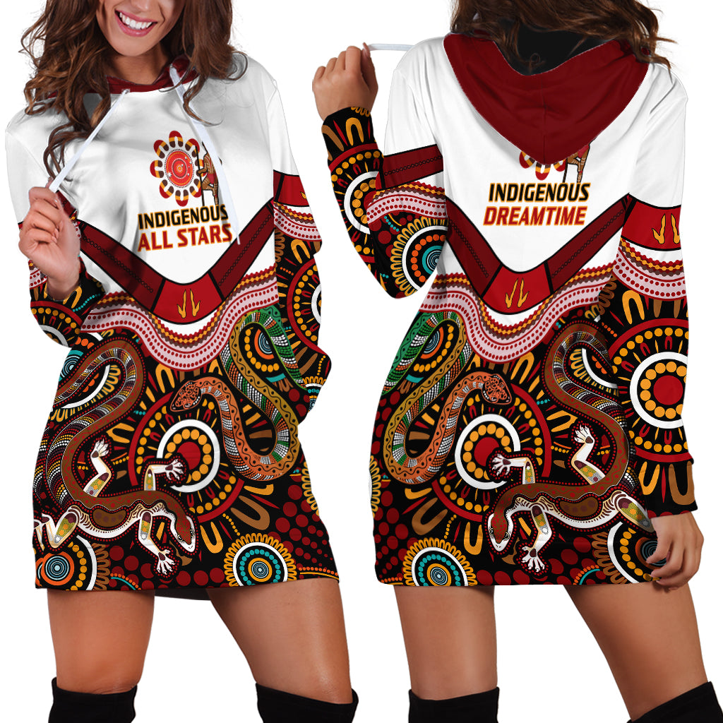 Australia Indigenous Rugby Hoodie Dress All Stars Aussie Snake And Lizard - Vibe Hoodie Shop