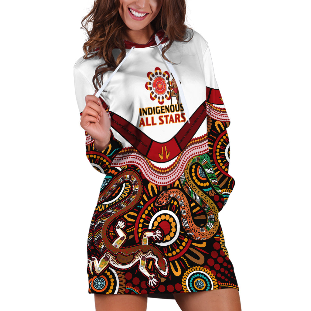 Australia Indigenous Rugby Hoodie Dress All Stars Aussie Snake And Lizard - Vibe Hoodie Shop