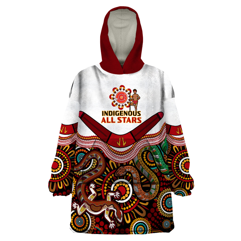 Australia Indigenous Rugby Wearable Blanket Hoodie All Stars Aussie Snake And Lizard - Vibe Hoodie Shop