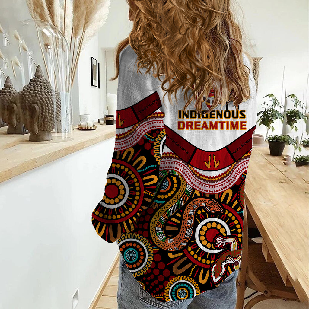 Australia Indigenous Rugby Women Casual Shirt All Stars Aussie Snake And Lizard - Vibe Hoodie Shop
