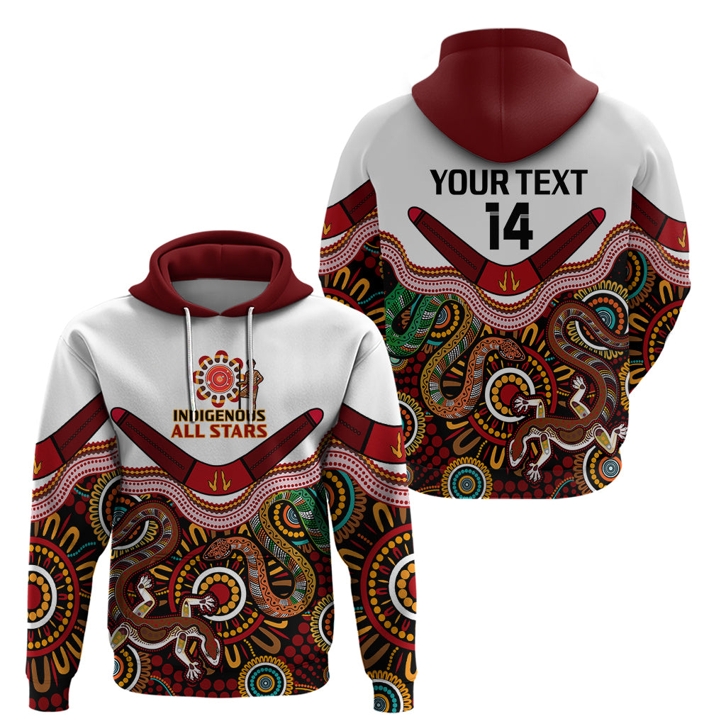 (Custom Text And Number) Australia Indigenous Rugby Hoodie All Stars Aussie Snake And Lizard - Vibe Hoodie Shop