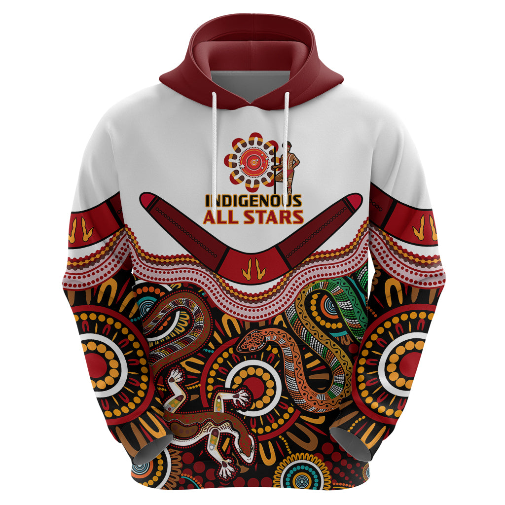 (Custom Text And Number) Australia Indigenous Rugby Hoodie All Stars Aussie Snake And Lizard - Vibe Hoodie Shop