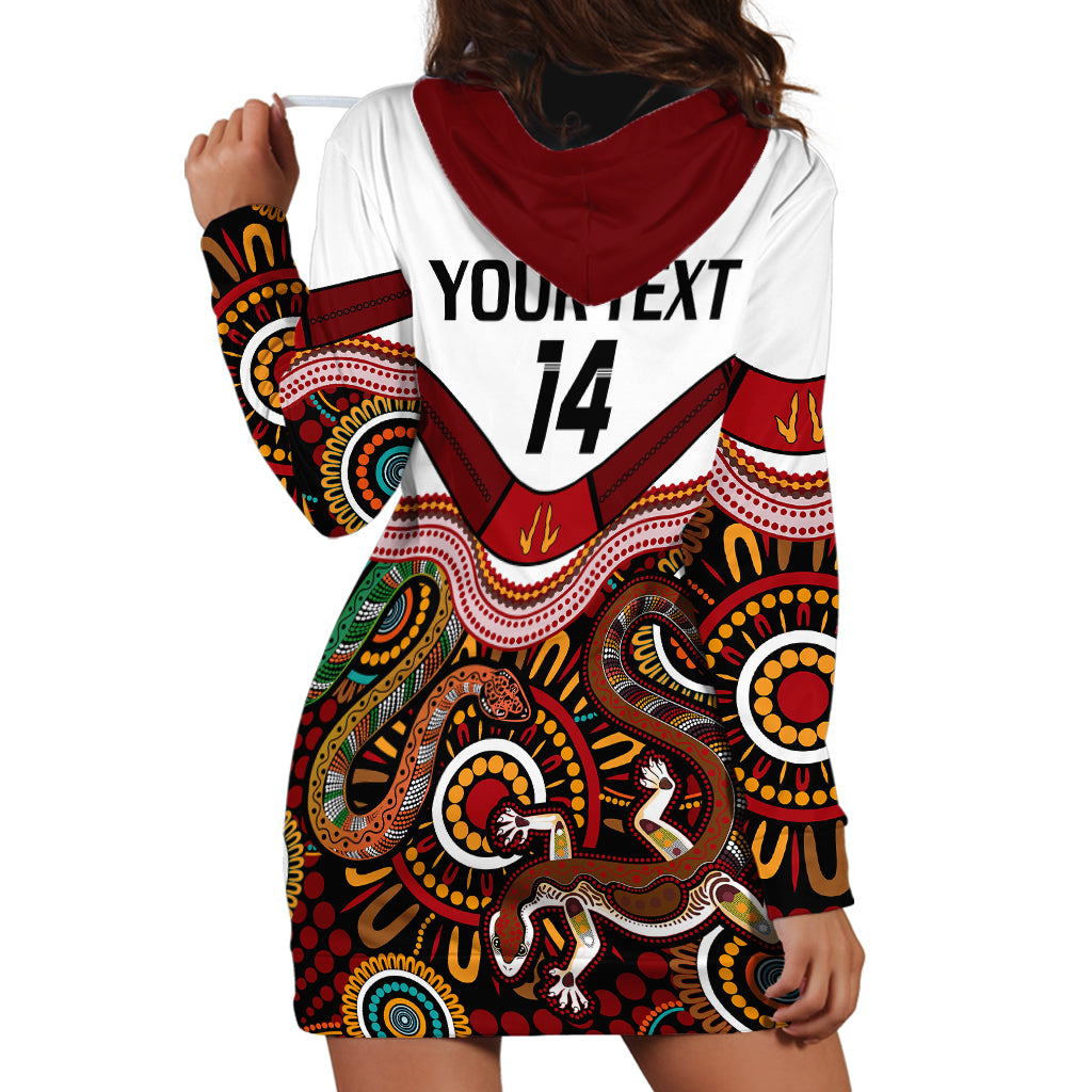 (Custom Text And Number) Australia Indigenous Rugby Hoodie Dress All Stars Aussie Snake And Lizard - Vibe Hoodie Shop