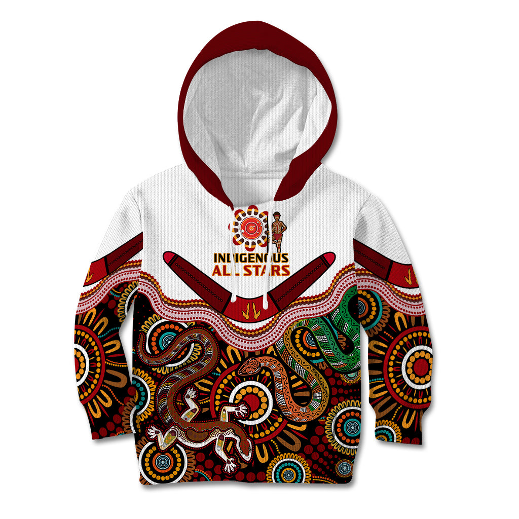 (Custom Text And Number) Australia Indigenous Rugby Kid Hoodie All Stars Aussie Snake And Lizard - Vibe Hoodie Shop