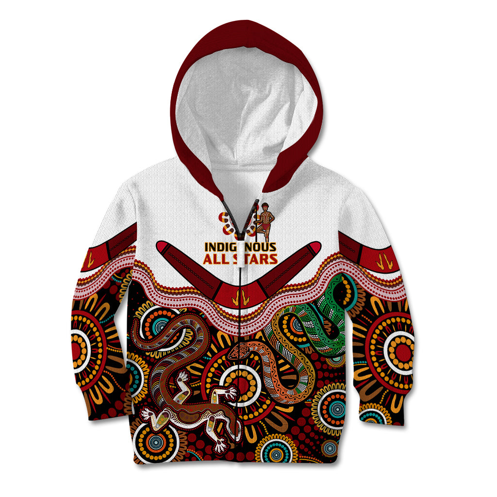 (Custom Text And Number) Australia Indigenous Rugby Kid Hoodie All Stars Aussie Snake And Lizard - Vibe Hoodie Shop