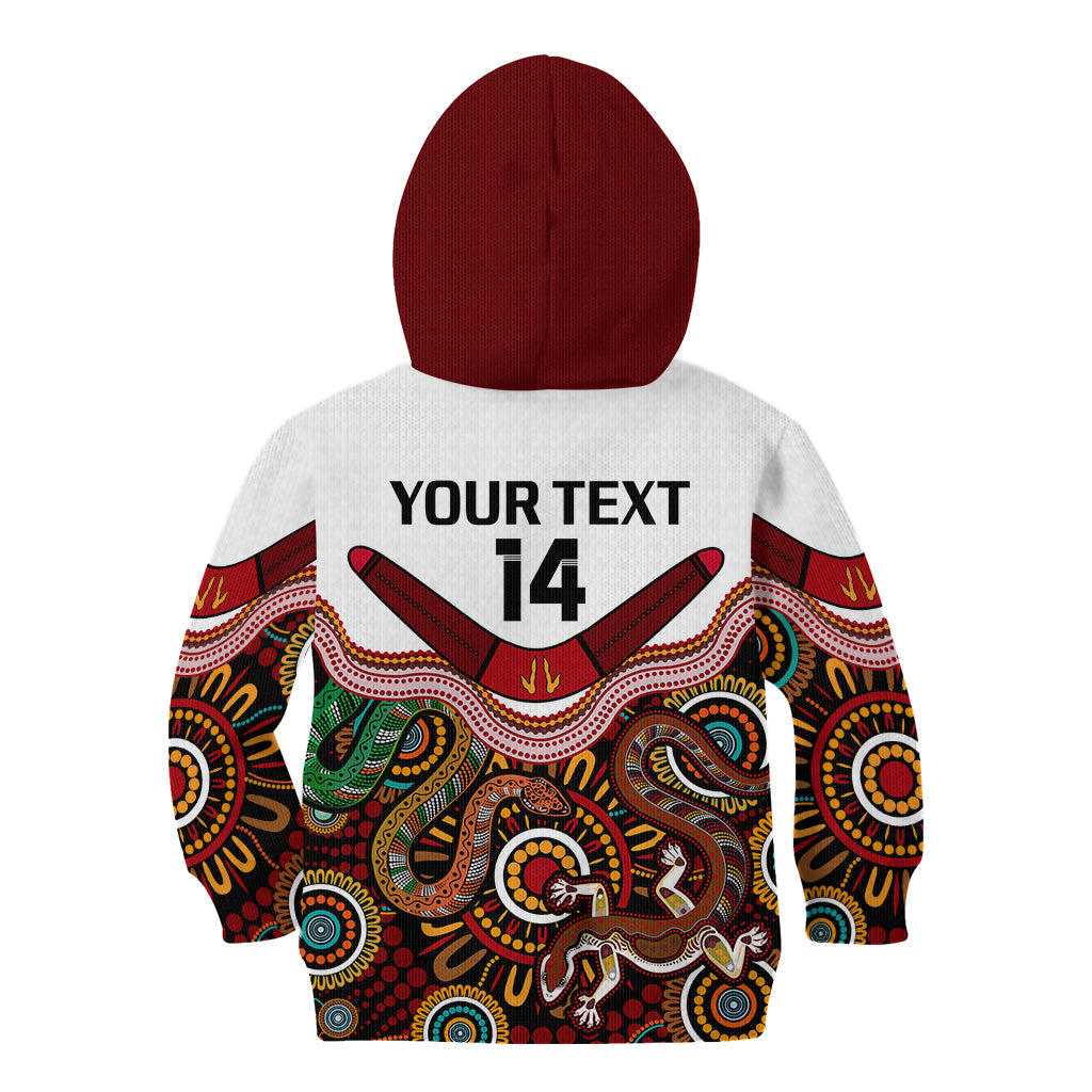 (Custom Text And Number) Australia Indigenous Rugby Kid Hoodie All Stars Aussie Snake And Lizard - Vibe Hoodie Shop