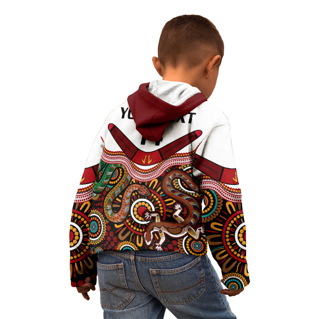 (Custom Text And Number) Australia Indigenous Rugby Kid Hoodie All Stars Aussie Snake And Lizard - Vibe Hoodie Shop