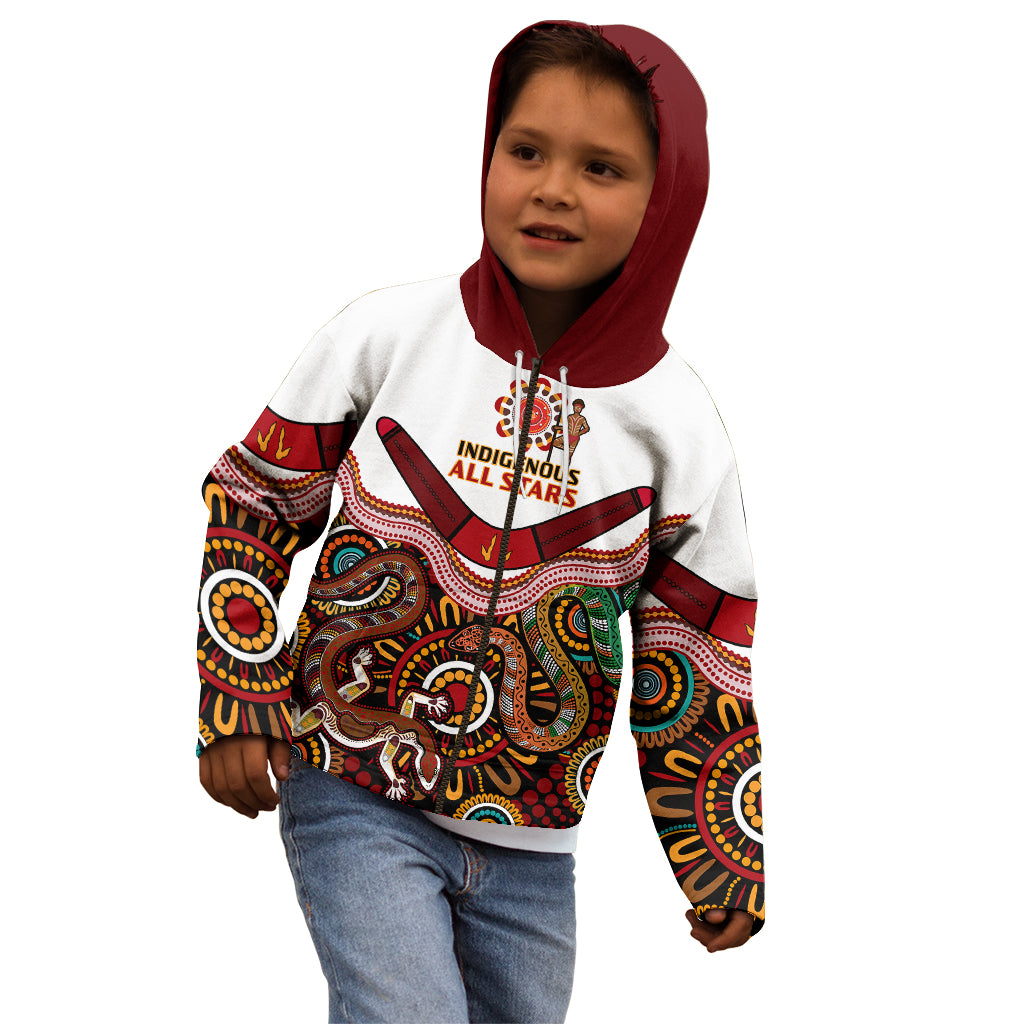 (Custom Text And Number) Australia Indigenous Rugby Kid Hoodie All Stars Aussie Snake And Lizard - Vibe Hoodie Shop