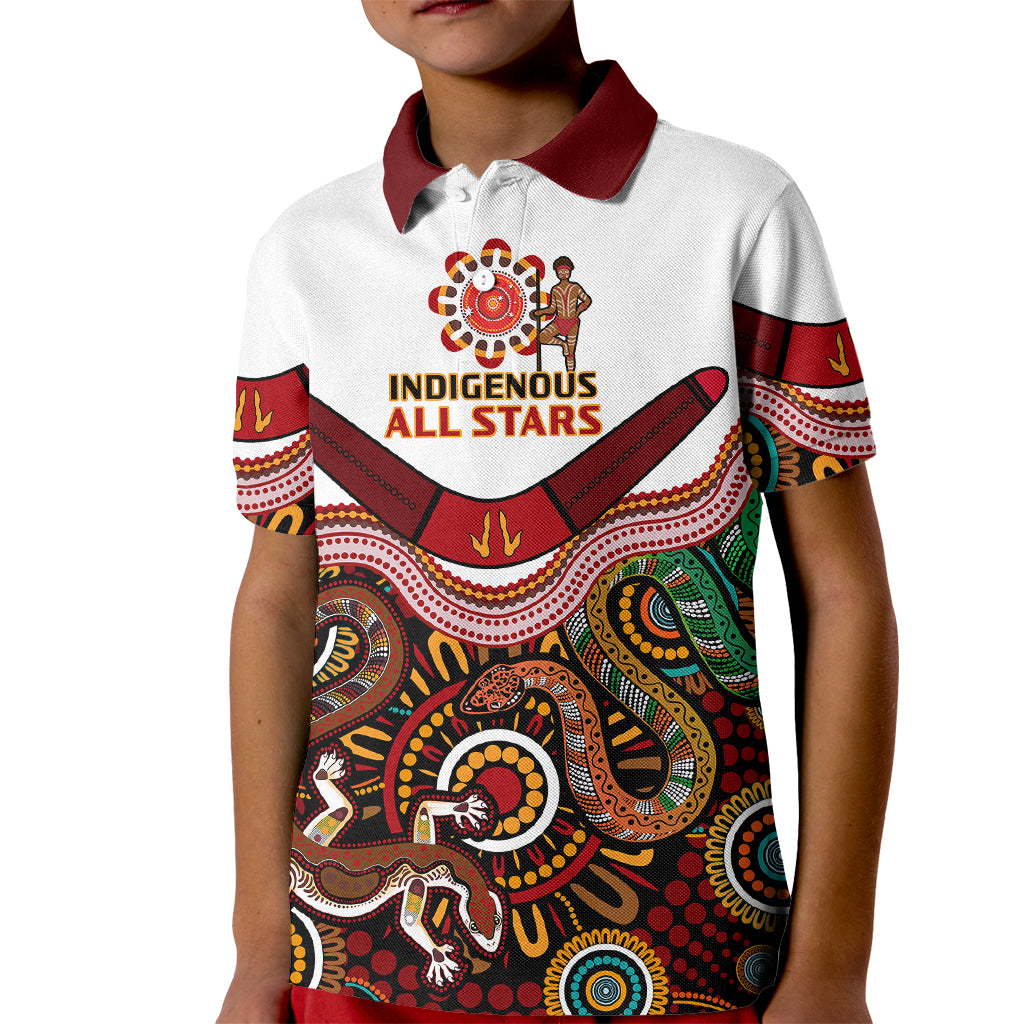 (Custom Text And Number) Australia Indigenous Rugby Kid Polo Shirt All Stars Aussie Snake And Lizard - Vibe Hoodie Shop