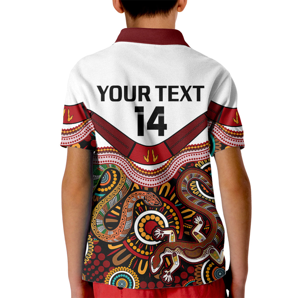 (Custom Text And Number) Australia Indigenous Rugby Kid Polo Shirt All Stars Aussie Snake And Lizard - Vibe Hoodie Shop