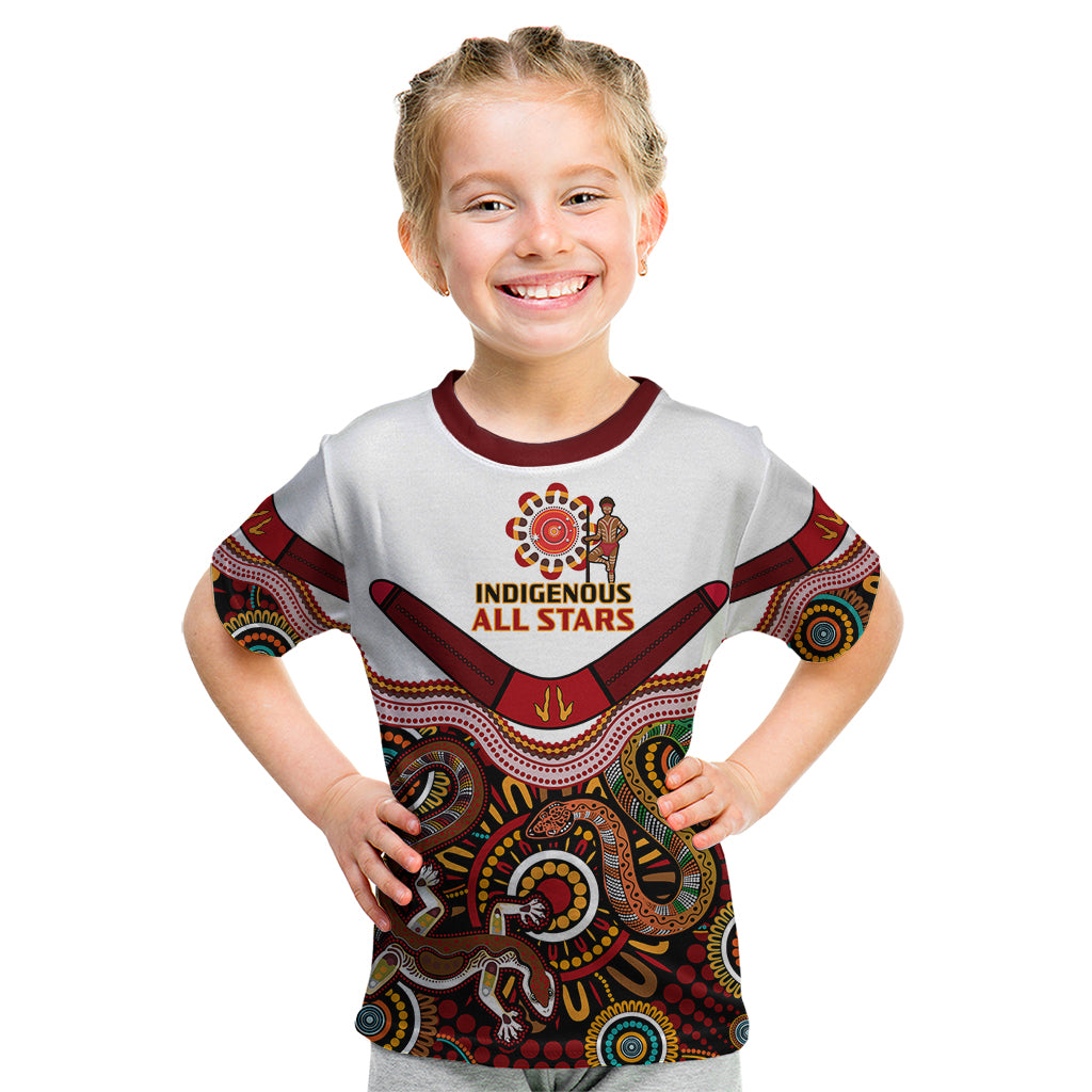 (Custom Text And Number) Australia Indigenous Rugby Kid T Shirt All Stars Aussie Snake And Lizard - Vibe Hoodie Shop