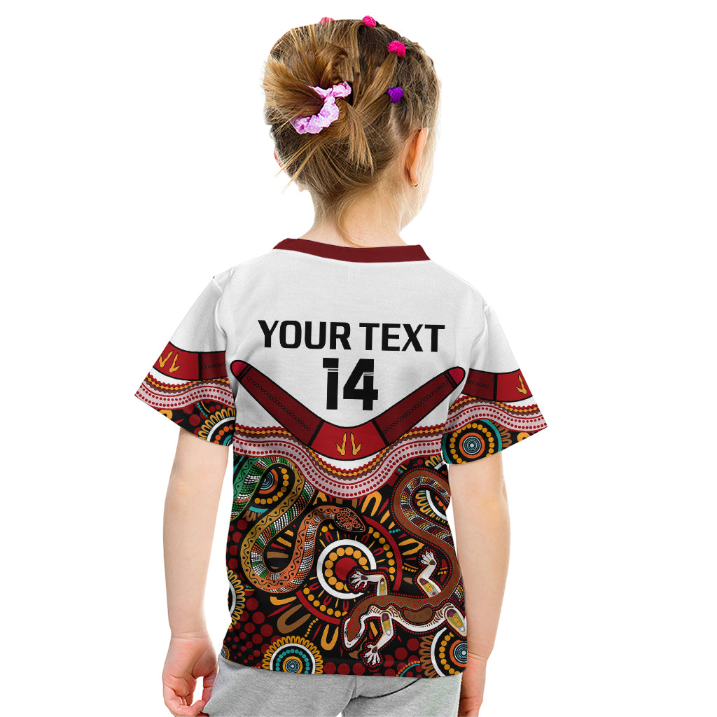 (Custom Text And Number) Australia Indigenous Rugby Kid T Shirt All Stars Aussie Snake And Lizard - Vibe Hoodie Shop