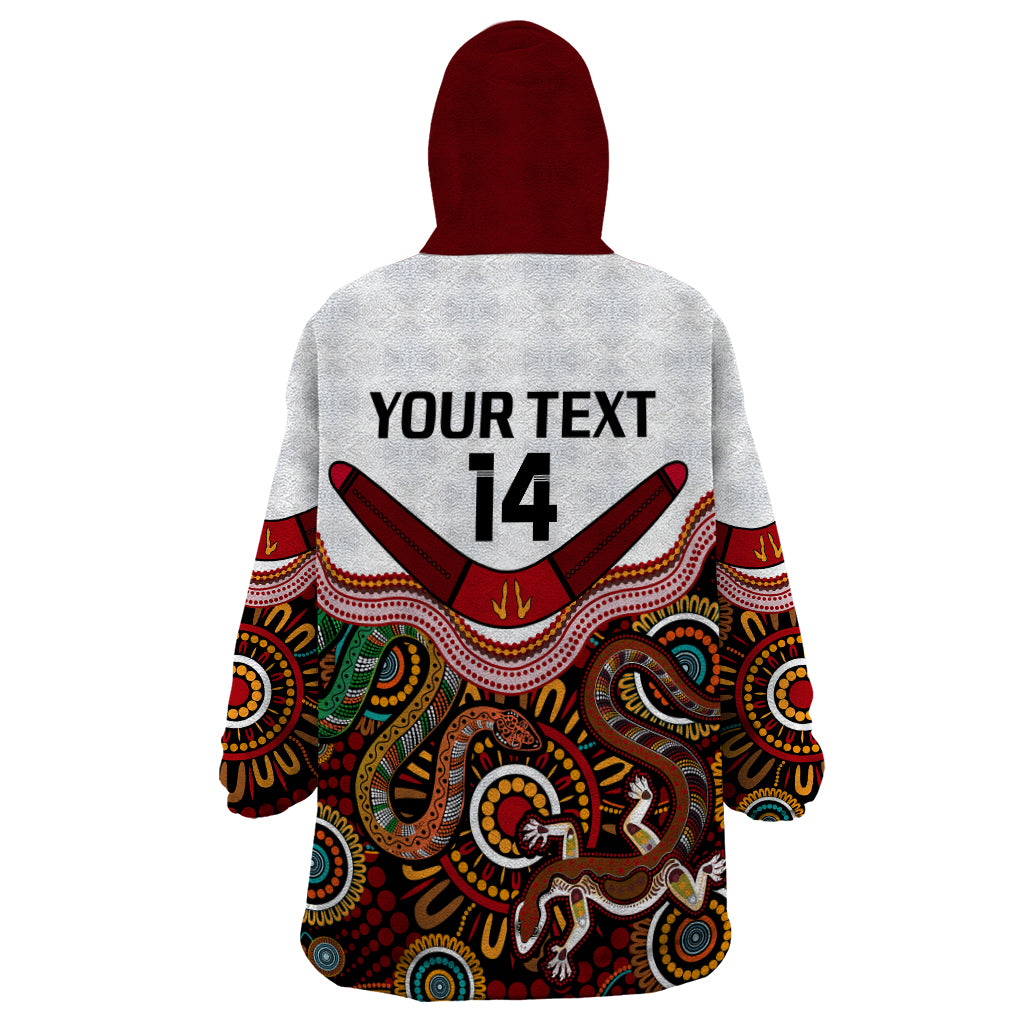 (Custom Text And Number) Australia Indigenous Rugby Wearable Blanket Hoodie All Stars Aussie Snake And Lizard - Vibe Hoodie Shop