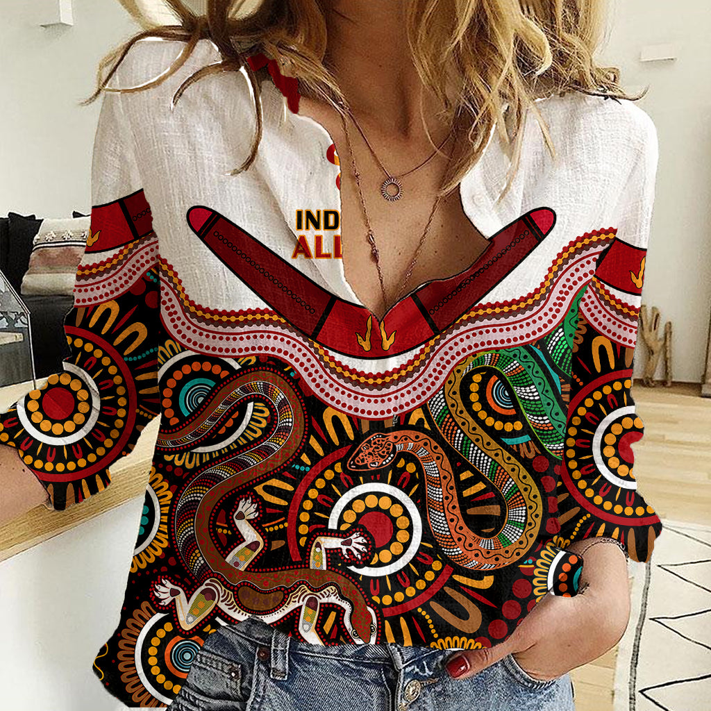 (Custom Text And Number) Australia Indigenous Rugby Women Casual Shirt All Stars Aussie Snake And Lizard - Vibe Hoodie Shop