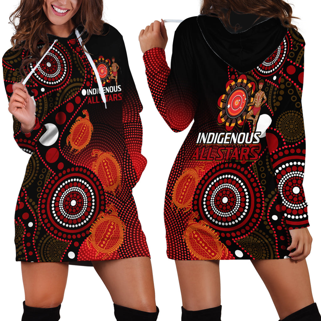 Australia Indigenous Rugby Hoodie Dress All Stars Aboriginal Turtle - Vibe Hoodie Shop