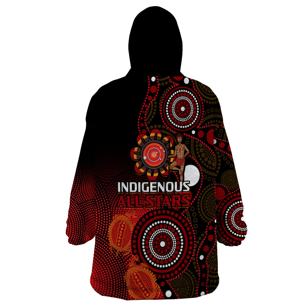 Australia Indigenous Rugby Wearable Blanket Hoodie All Stars Aboriginal Turtle - Vibe Hoodie Shop