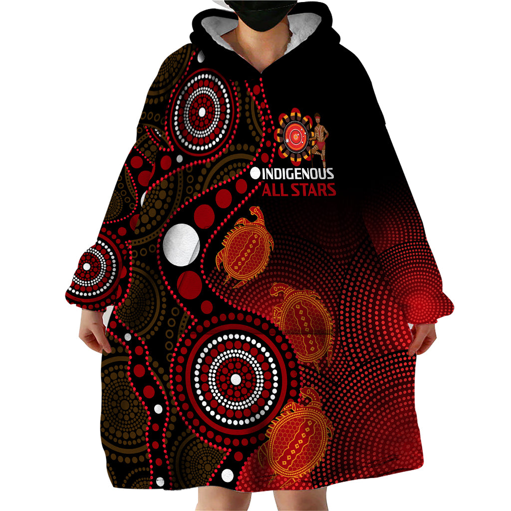 Australia Indigenous Rugby Wearable Blanket Hoodie All Stars Aboriginal Turtle - Vibe Hoodie Shop