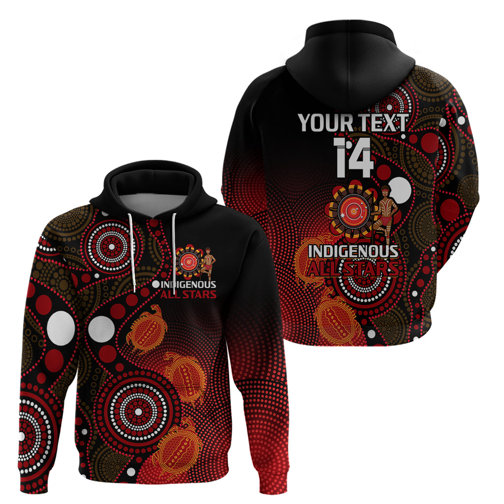 (Custom Text And Number) Australia Indigenous Rugby Hoodie All Stars Aboriginal Turtle - Vibe Hoodie Shop