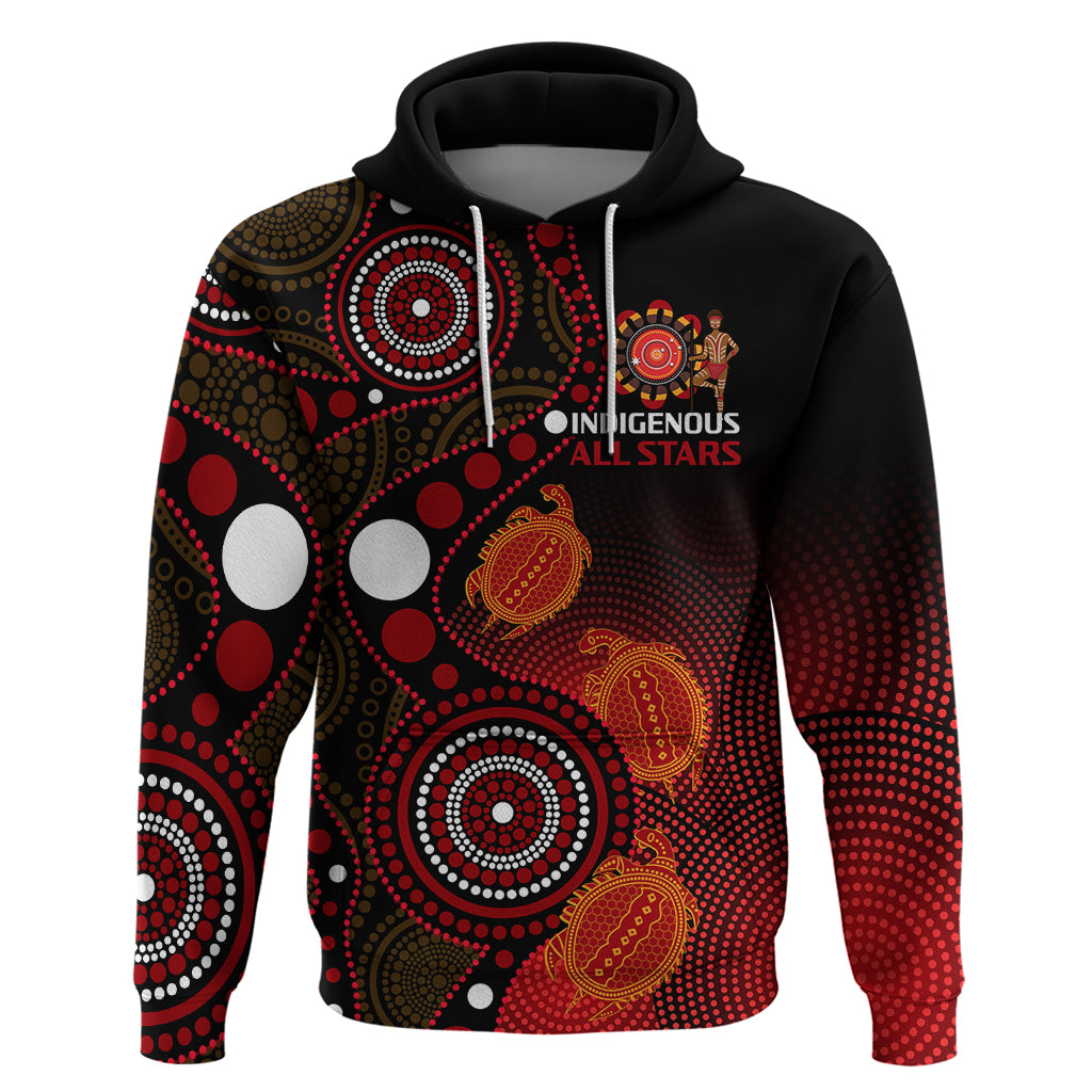 (Custom Text And Number) Australia Indigenous Rugby Hoodie All Stars Aboriginal Turtle - Vibe Hoodie Shop
