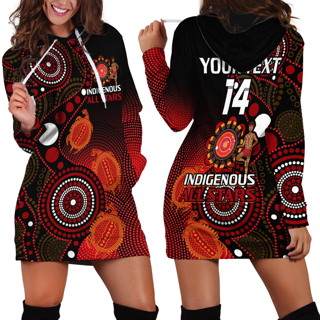 (Custom Text And Number) Australia Indigenous Rugby Hoodie Dress All Stars Aboriginal Turtle - Vibe Hoodie Shop