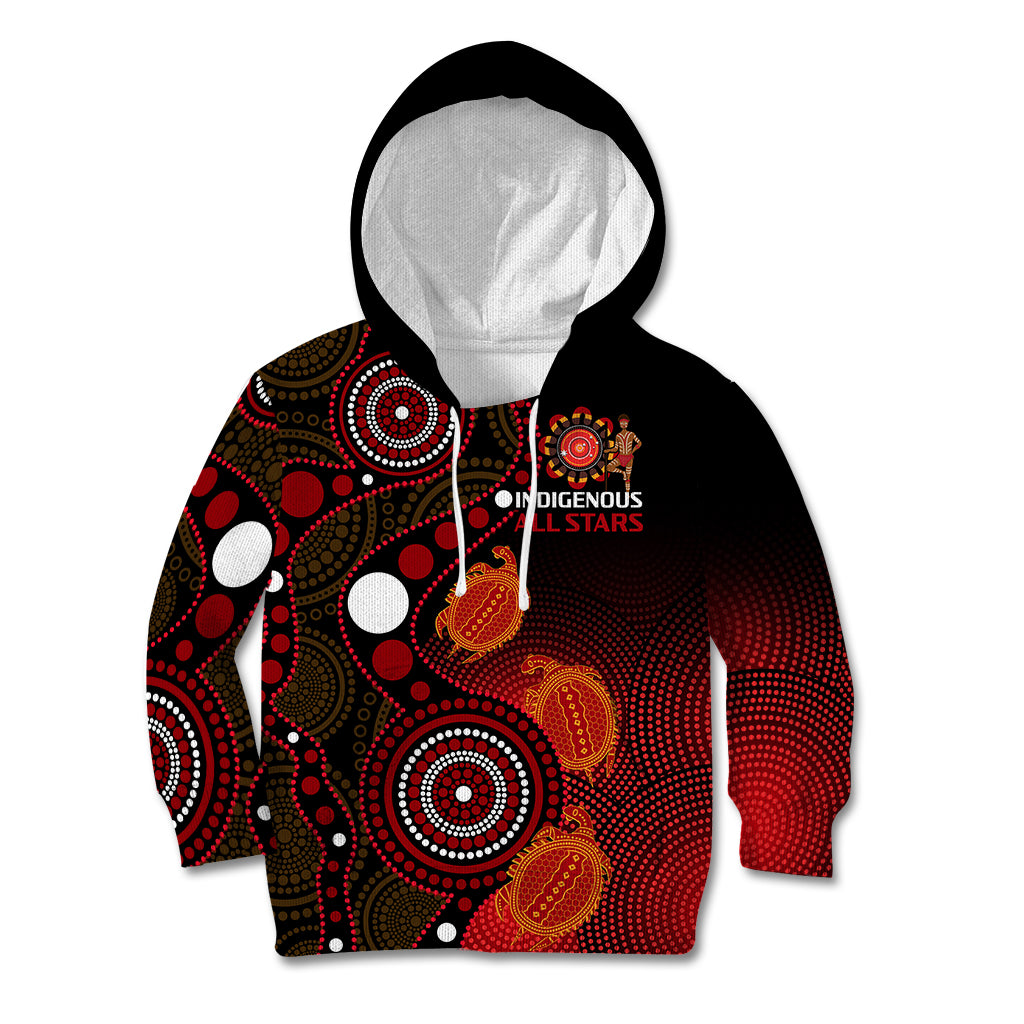 (Custom Text And Number) Australia Indigenous Rugby Kid Hoodie All Stars Aboriginal Turtle - Vibe Hoodie Shop